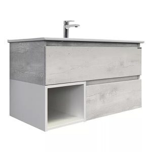 Тумба подвесная Comforty Турин 90 с раковиной 90E Дуб белый 00-00014644CF