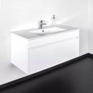 Тумба подвесная Comforty Мадрид 101 с раковиной 100E Белый матовый 00-00017864CF