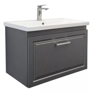 Тумба подвесная Comforty Бросно 80 с раковиной Como 80 Оружейная сталь 00-00020687CF