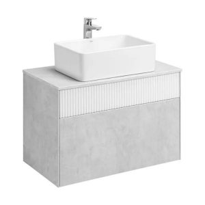 Тумба подвесная Aquaton Марбл 80 с раковиной Mila Слэйт / Белый матовый 1A2762K1MH4C0