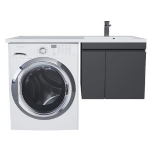 Тумба подвесная Uperwood Magenta 120 под стиральную машину правая с раковиной Черный матовый 52930205152