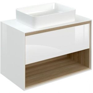 Тумба подвесная Cersanit Louna 80 со столешницей Белый глянцевый / Дуб Эврика 62772 Тумба подвесная Cersanit Louna 80 со столешницей Белый глянцевый / Дуб Эврика 62772