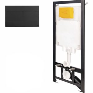 Инсталляция Oli Eco mechanic для скрытого монтажа унитаза с кнопкой Slim Черный матовый 886914SLO3