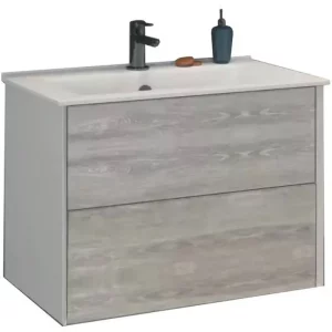 Тумба подвесная Comforty Женева 77 + раковина Дуб белый 4137097