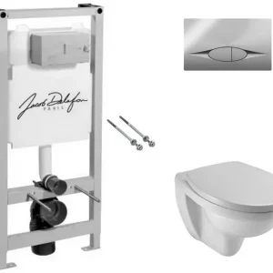Инсталляция Jacob Delafon + унитаз Patio Rimless с сиденьем Soft Close + кнопка смыва хром