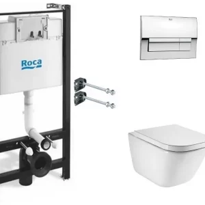 Инсталляция Roca + унитаз The Gap Rimless с сиденьем микролифт + кнопка смыва хром Инсталляция Roca + унитаз The Gap Rimless с сиденьем микролифт + кнопка смыва хром