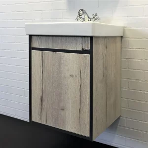 Тумба подвесная Comforty Вена 45 + раковина Дуб дымчатый 00-00006653CF