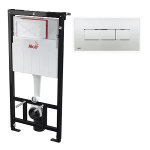 Инсталляция Alcadrain Sadromodul для скрытого монтажа унитаза с клавишей смыва Хром SET 3v1 AM101/1120 RU+M371-0001