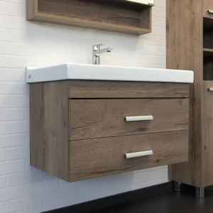 Тумба подвесная Comforty Никосия 80 + раковина Дуб темный 00-00008856CF Тумба подвесная Comforty Никосия 80 + раковина Дуб темный 00-00008856CF