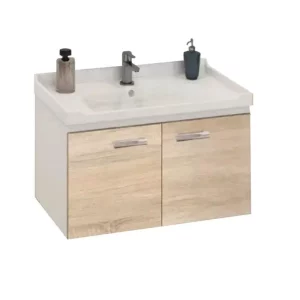 Тумба подвесная Comforty Рига 72 + раковина Дуб 00004142215CF