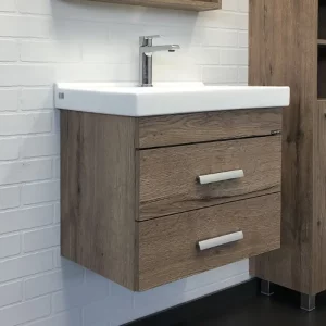 Тумба подвесная Comforty Никосия 60 + раковина Дуб темный 00-00008853CF Тумба подвесная Comforty Никосия 60 + раковина Дуб темный 00-00008853CF