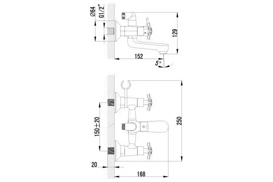 Смеситель для ванны Lemark Partner Хром LM6542C Смеситель для ванны Lemark Partner Хром LM6542C — изображение 2