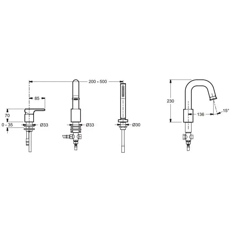 Смеситель на борт ванны Jacob Delafon Singulier E10873-CP Смеситель на борт ванны Jacob Delafon Singulier E10873-CP — изображение 2
