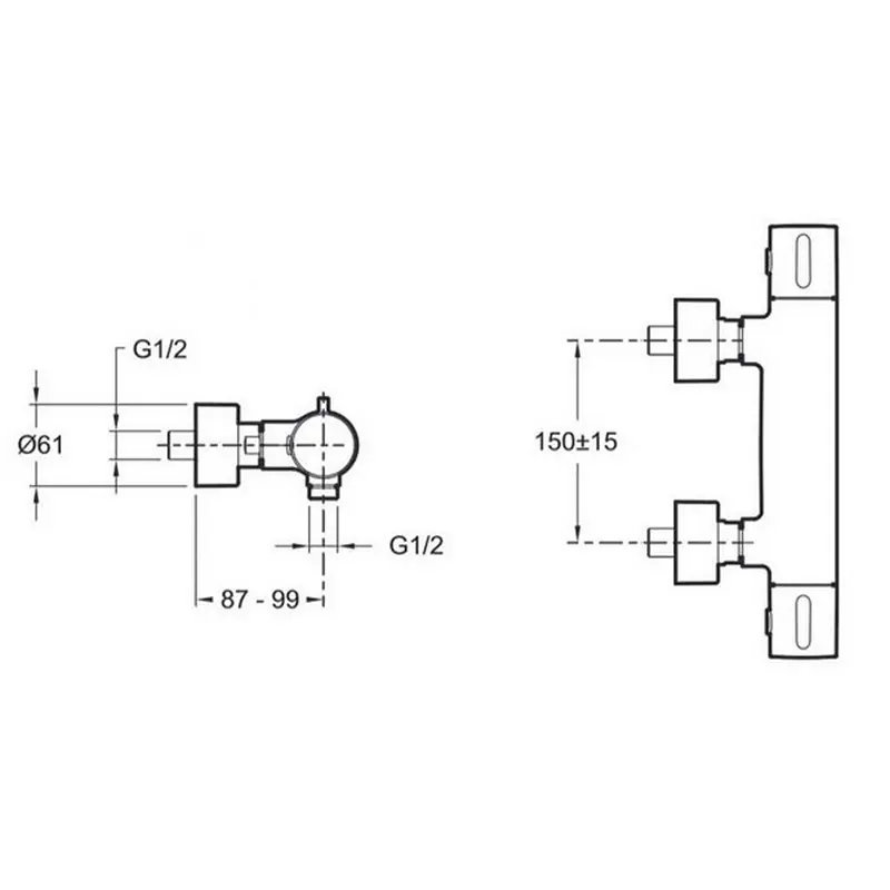 Смеситель для душа Jacob Delafon Cuff с термостатом E37035-CP Смеситель для душа Jacob Delafon Cuff с термостатом E37035-CP — изображение 2