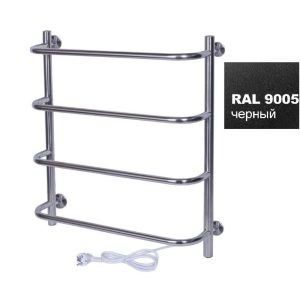 Полотенцесушитель электрический Тера Мост 50х60 кнопка включения, телескоп.держатели Черный матовый ПСК-12-02ч