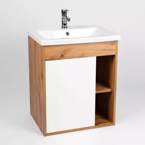 Тумба подвесная Viant Бостон 50 с раковиной Como Белый / Дуб Вотан VBOS50CO-T1STP