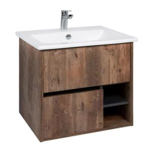 Тумба подвесная Viant Люксембург 60 с раковиной Элина Кейптаун / Графит VLUX60ELD-T2YP